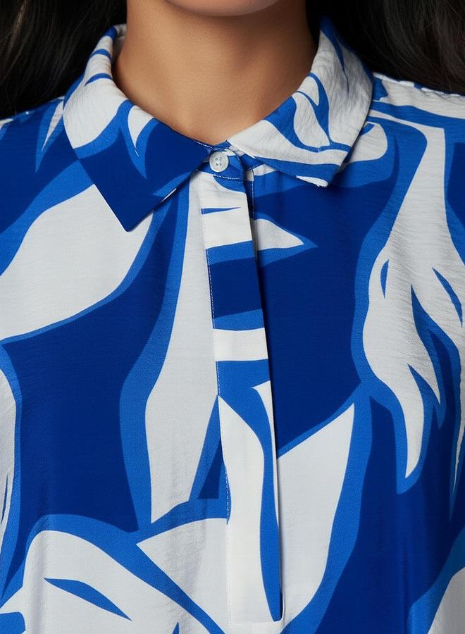 ايكونيك فستان قميص أيقوني مطبوع بياقة - Image 4